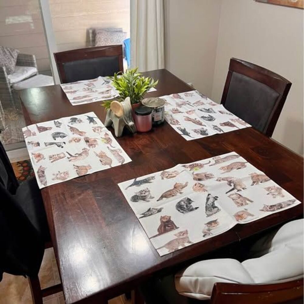 Set of 4 Kitten Placemats Cat Lover Table Decor Colorful Cats